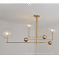 Simple hanging decorative round ball metal gold luxury modern led chandelier